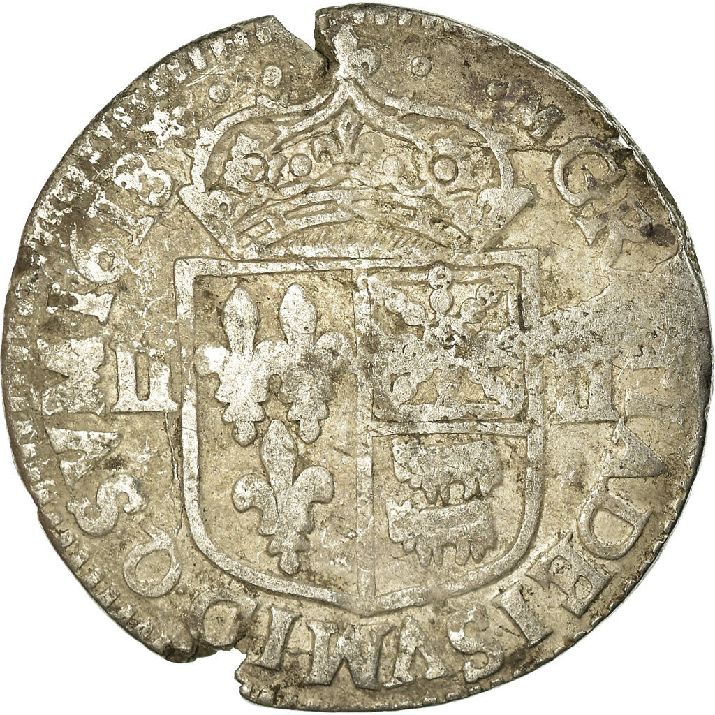 Moeda, França, Louis XIII, 1/4 Écu de Béarn, 1/4 Ecu, 1618, Morlaas