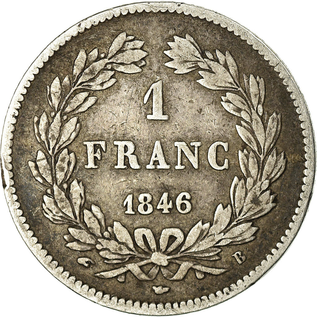 Moneda, Francia, Louis-Philippe, Franc, 1846, Rouen, BC+, Plata, KM:748.2