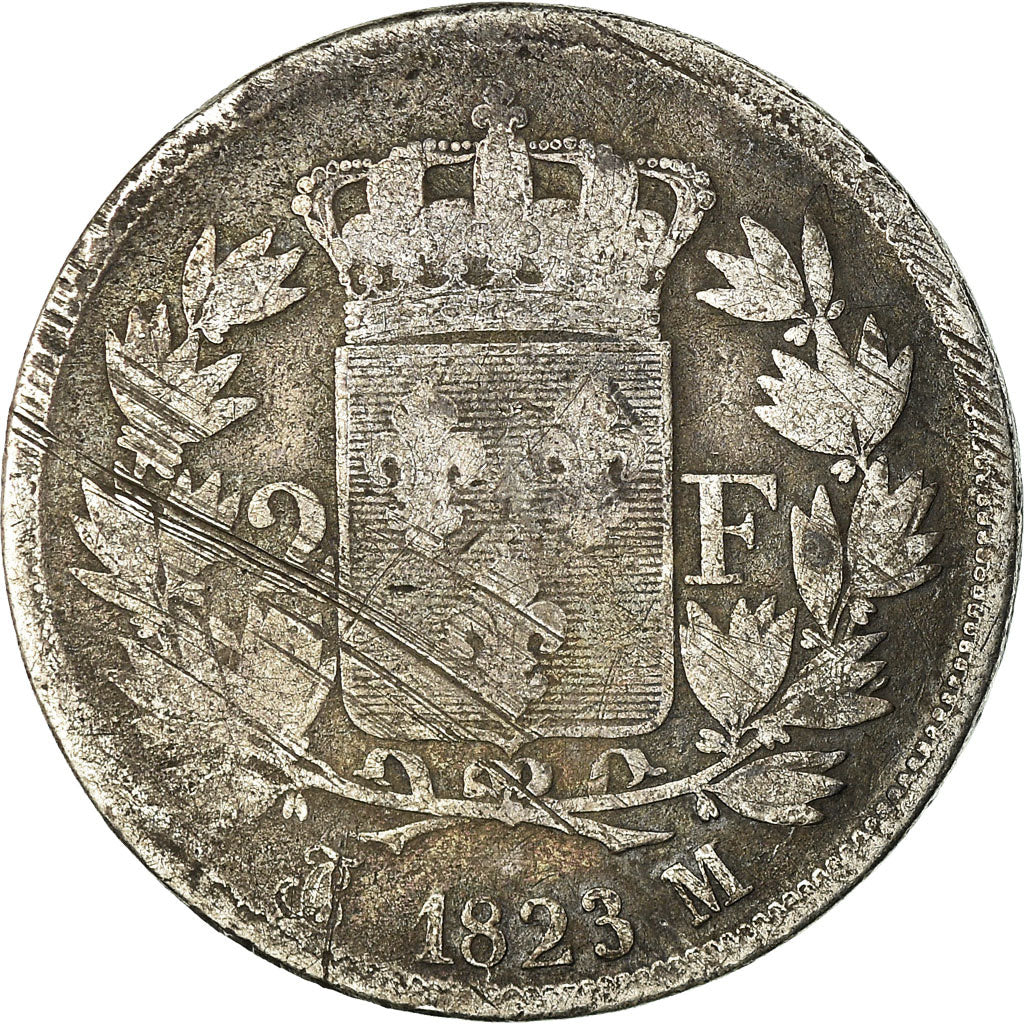 Coin, France, Louis XVIII, Louis XVIII, 2 Francs, 1823, Toulouse, F(12-15)