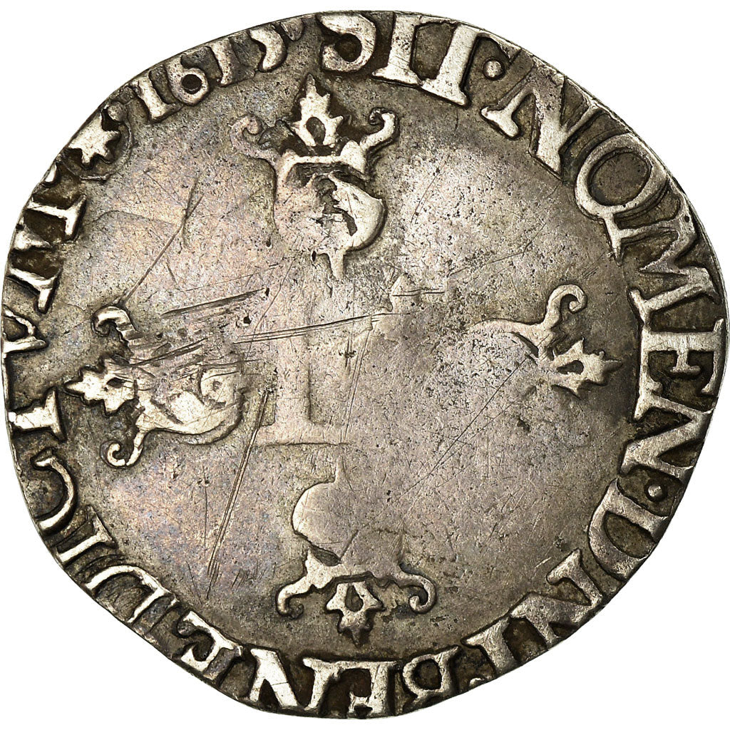 Moneta, Francia, Louis XIII, 1/2 Franc, grosse tête laurée au col fraisé, 1/2