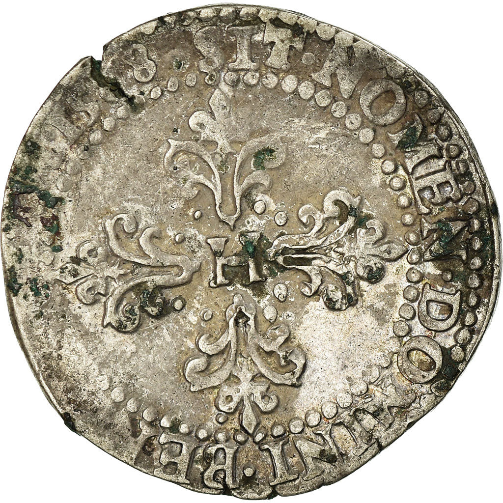 Munten, Frankrijk, Henri III, 1/2 Franc au col plat, 1588, Rouen, ZF, Zilver