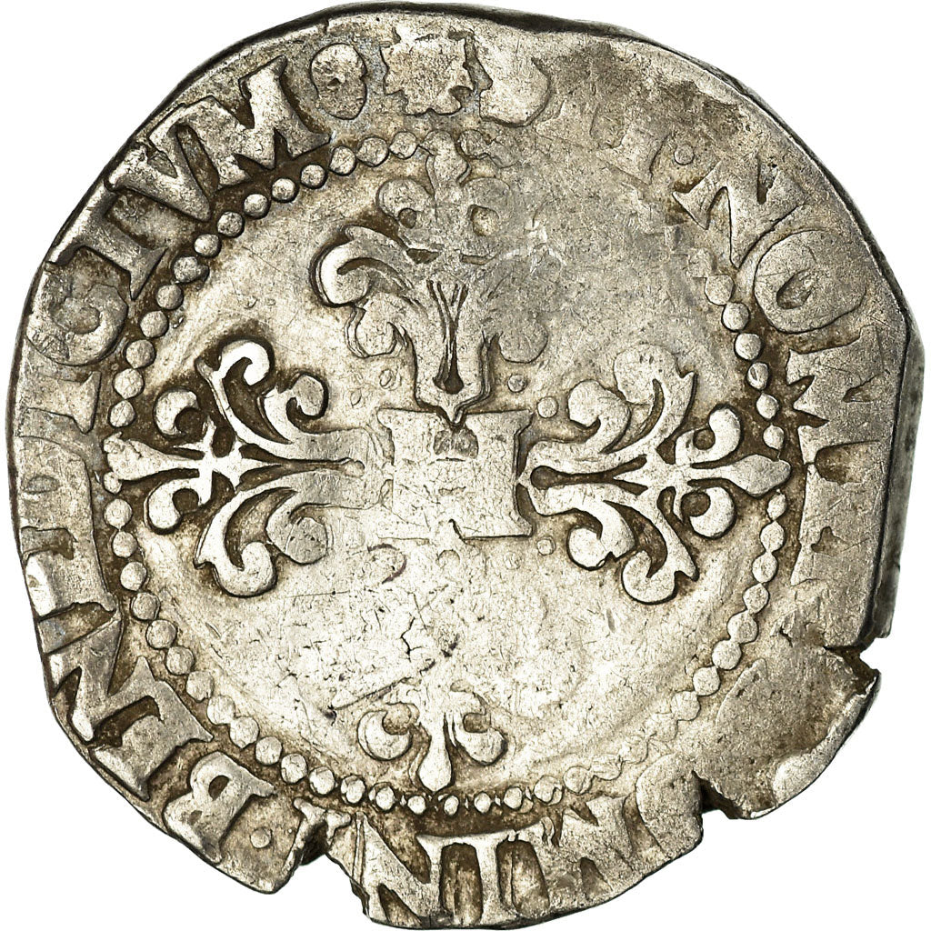 Moneta, Francja, Henri III, Franc au Col Plat, 1585, Angers, VF(30-35), Srebro