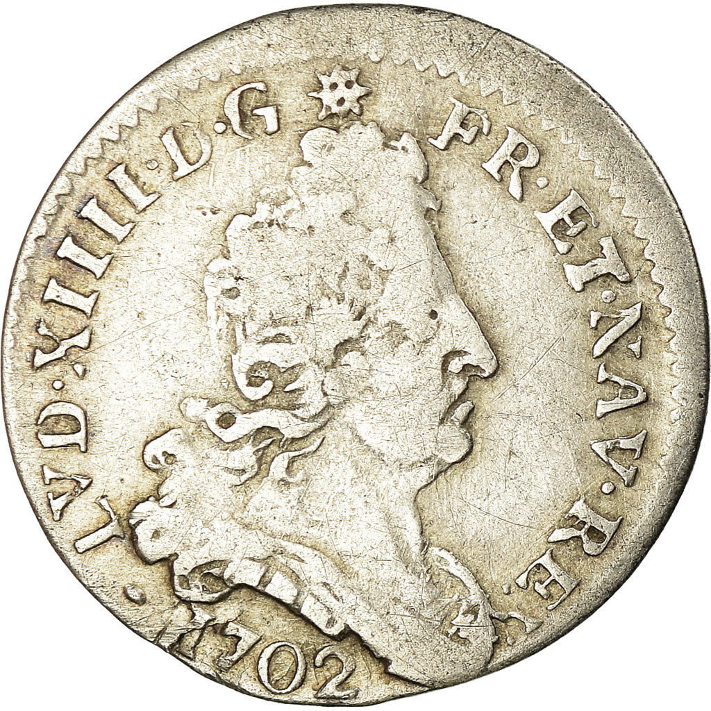Münze, Frankreich, Louis XIV, 5 Sols aux insignes, 5 Sols, 1/16 ECU, 1702