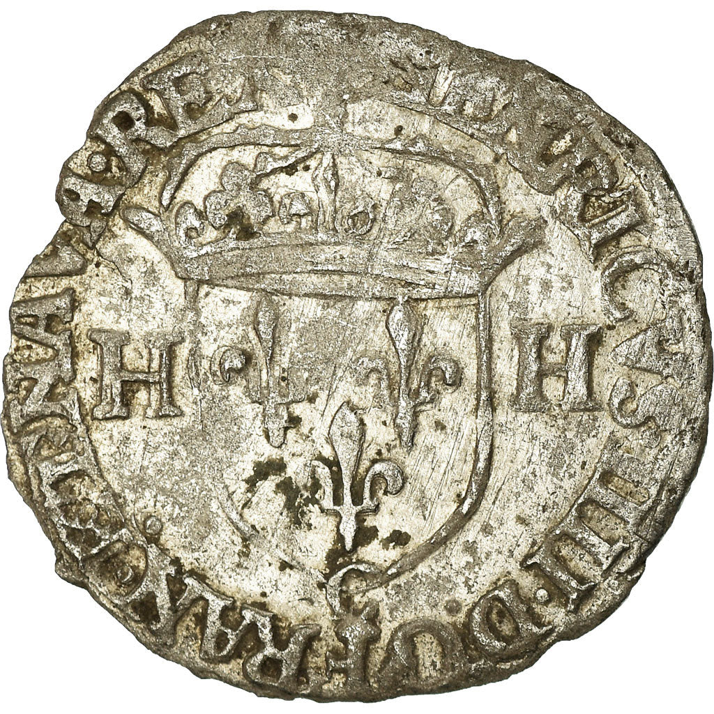 Moneda, Francia, Henri IV, Douzain, 1591, Saint Lô, MBC, Vellón, Duplessy:1247