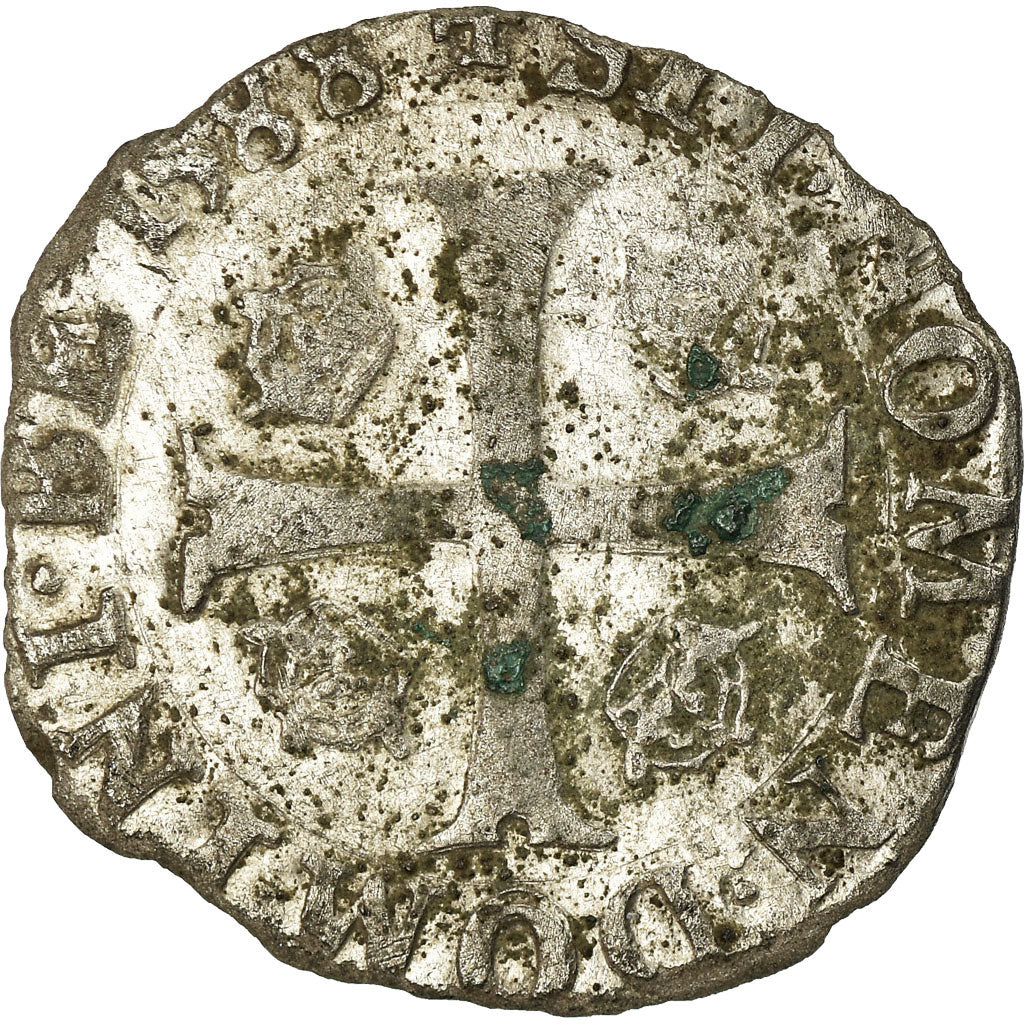 Monnaie, France, Henri III, Douzain, 1588, Poitiers, TB+, Billon, Sombart:4398