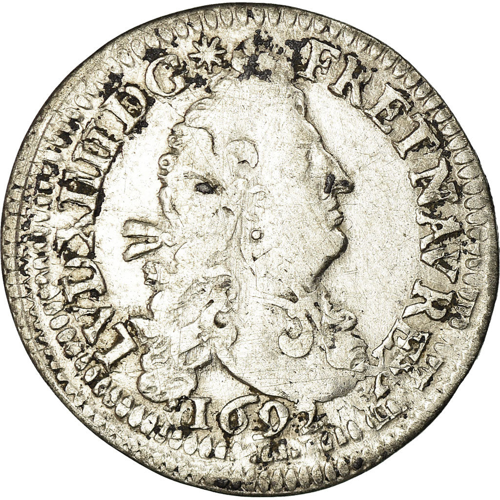 Coin, France, Louis XIV, 4 Sols aux 2 L, 4 Sols 2 Deniers, 1692, Paris