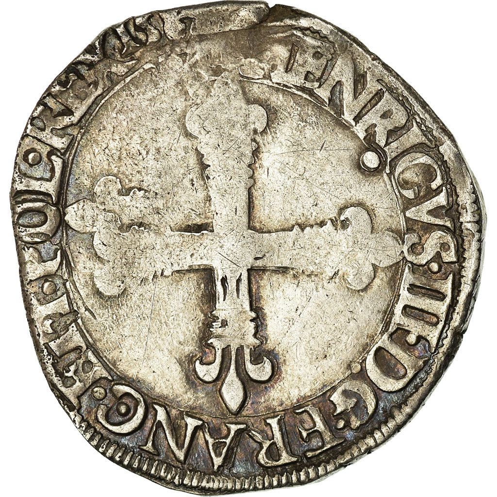 Munten, Frankrijk, Henri III, 1/4 d'écu à la croix de face, 158[4?], Nantes