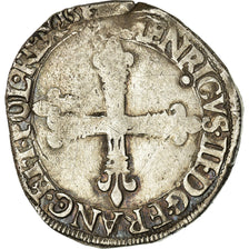 Munten, Frankrijk, Henri III, 1/4 d'écu à la croix de face, 158[4?], Nantes
