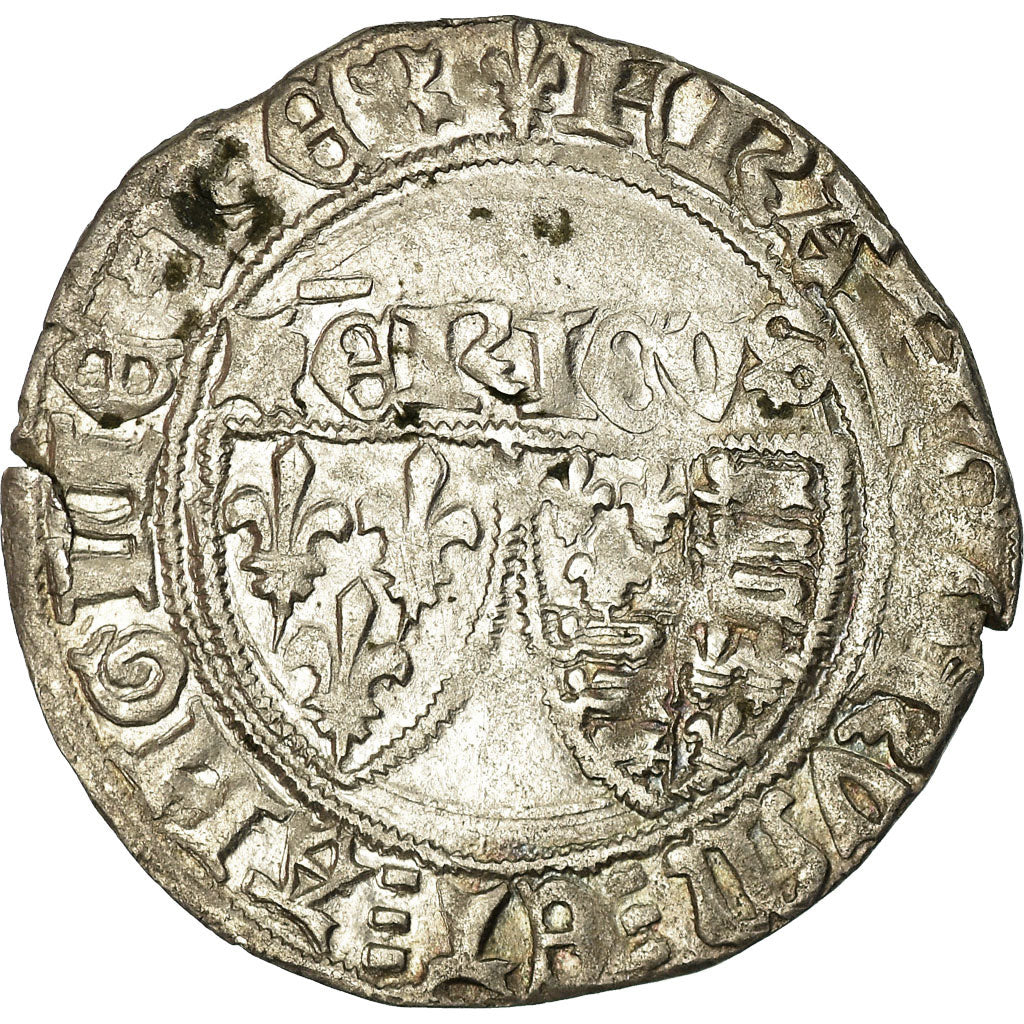 Moeda, França, Henri VI, Blanc aux Écus, Saint Lô, AU(50-53), Lingote