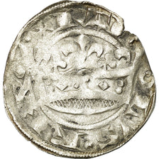 Monnaie, France, Charles IV, Double Parisis, 1322-1328, TB+, Billon