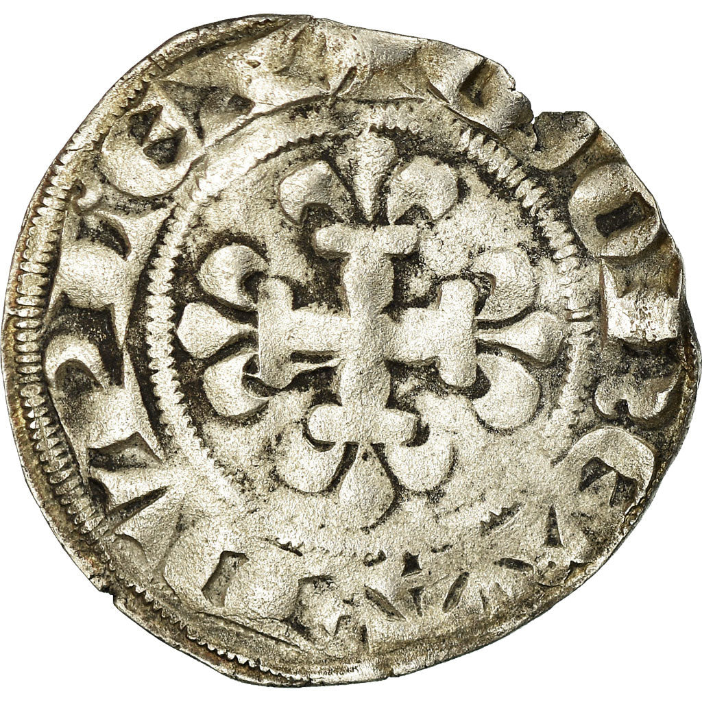 Monnaie, France, Charles IV, Double Parisis, 1322-1328, TB+, Billon
