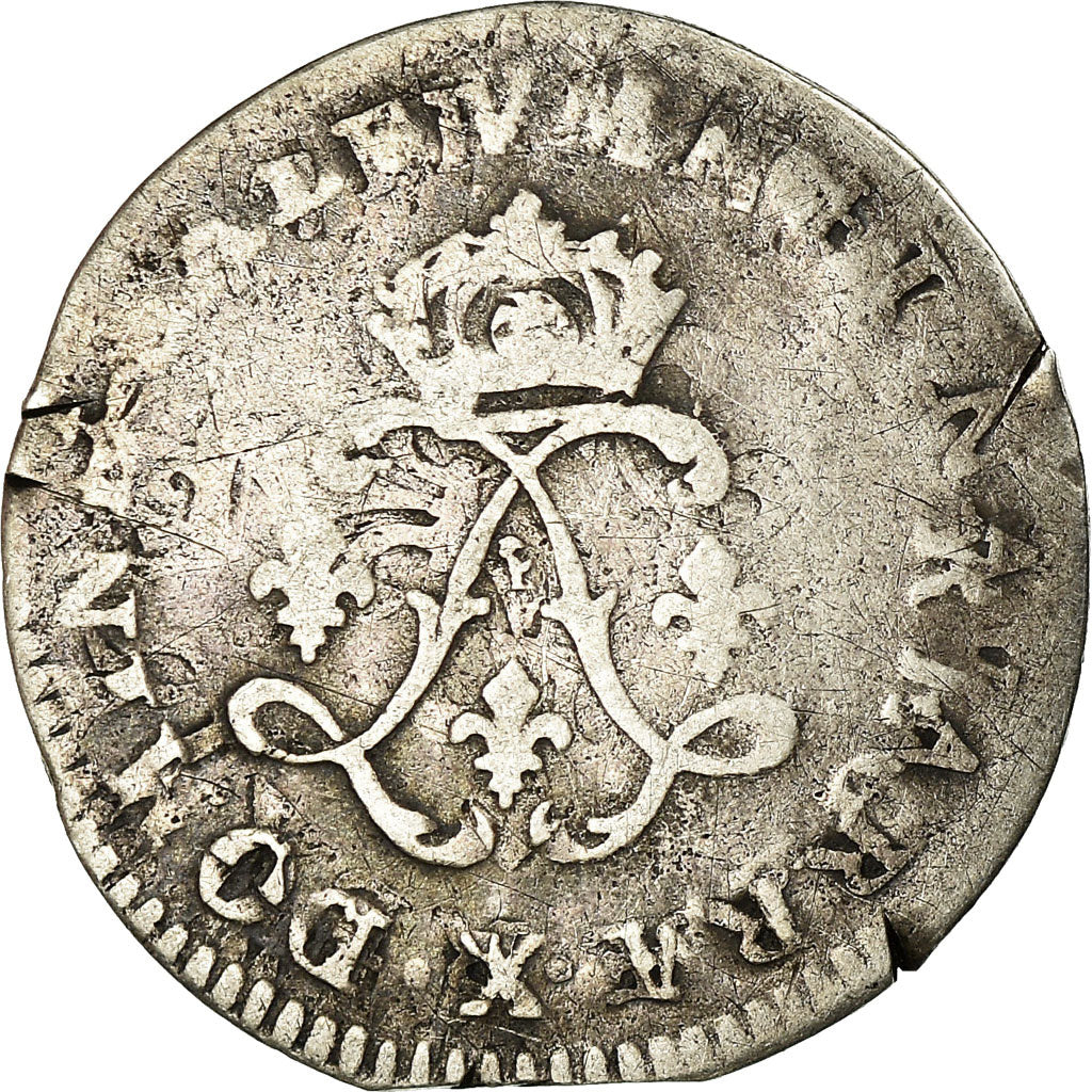 Moeda, França, Louis XIV, 4 Sols, Uncertain date, Amiens, VF(30-35), Prata