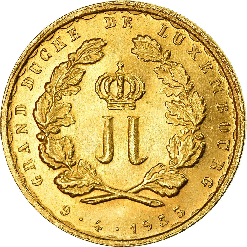 Coin, Luxembourg, 20 Francs, 1953, Brussels, MS(63), Gold, KM:M1