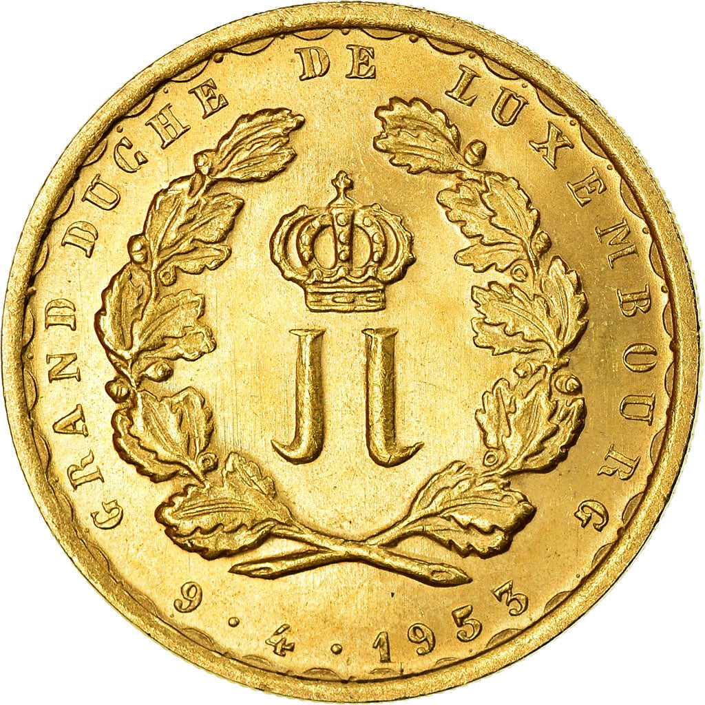 Coin, Luxembourg, 20 Francs, 1953, Brussels, MS(60-62), Gold, KM:M1