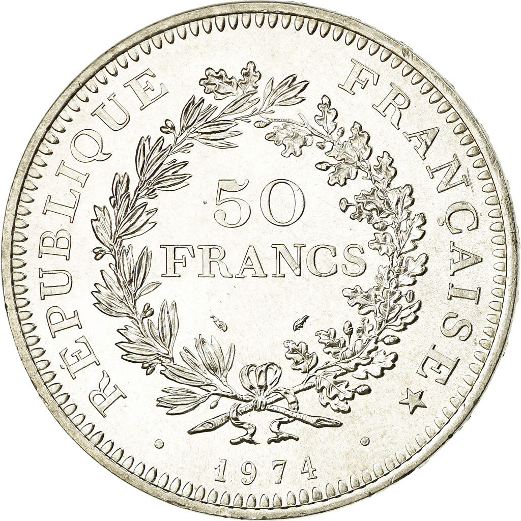Coin, France, Hercule, 50 Francs, 1974, Paris, MS(63), Silver, KM:941.1