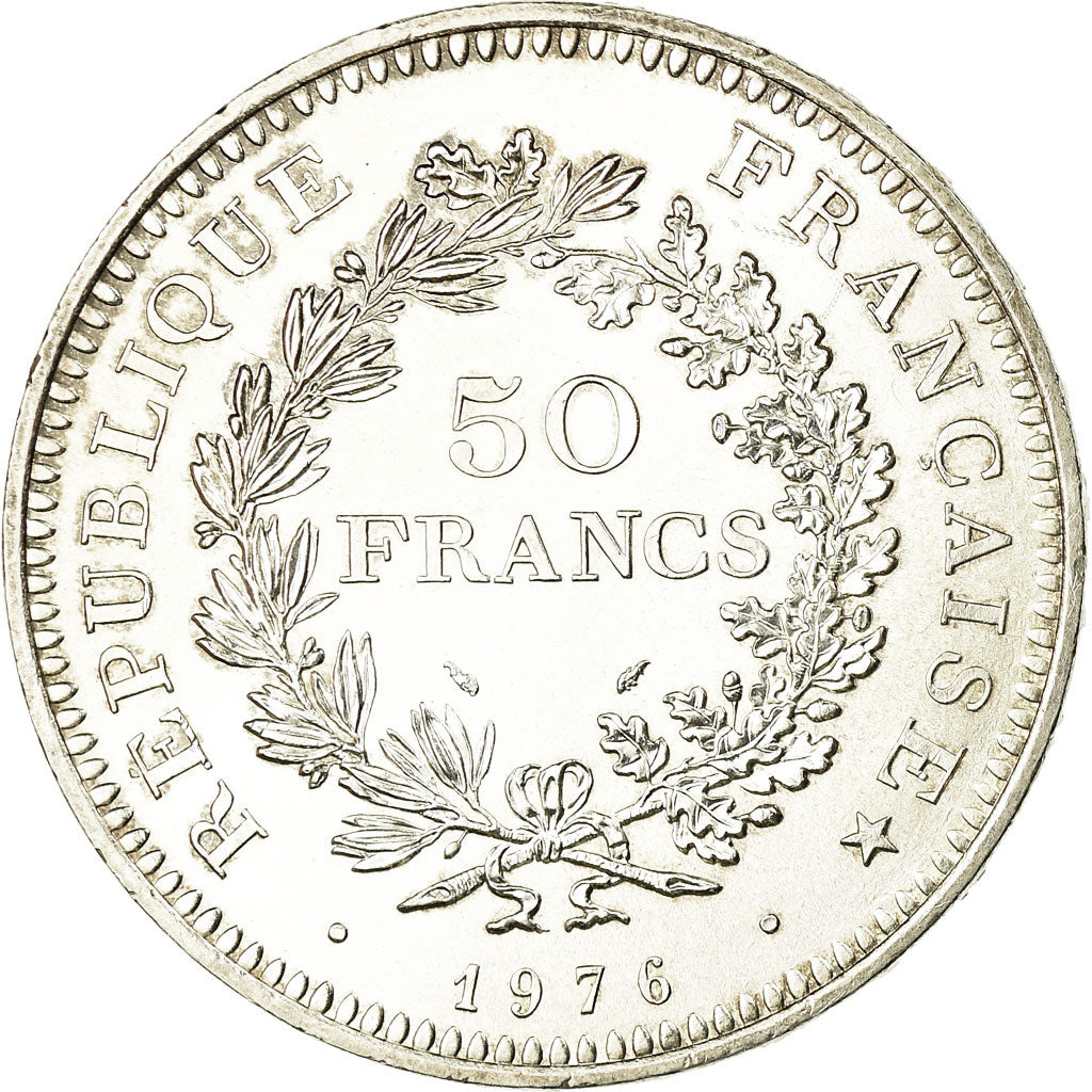 Coin, France, Hercule, 50 Francs, 1976, Paris, MS(60-62), Silver, KM:941.1