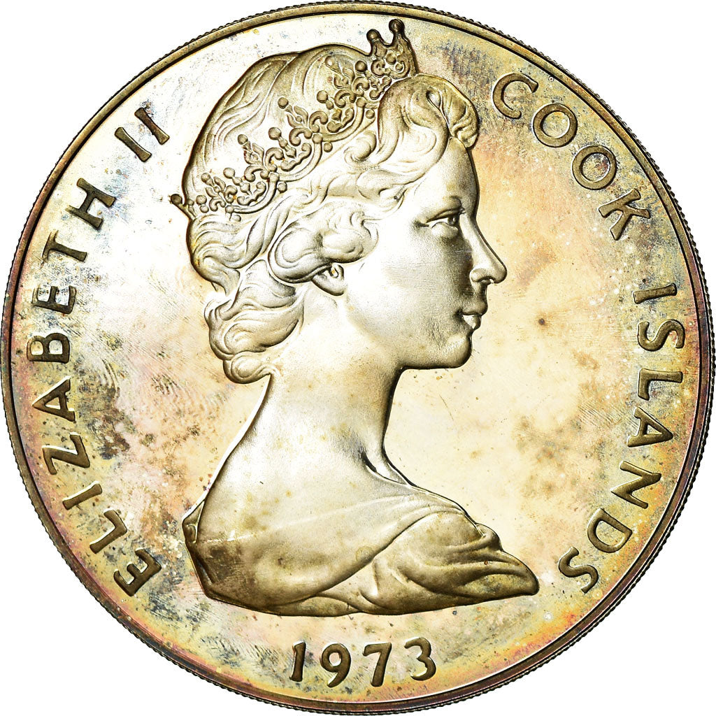 Coin, Cook Islands, Elizabeth II, 2 Dollars, 1973, MS(64), Silver, KM:8