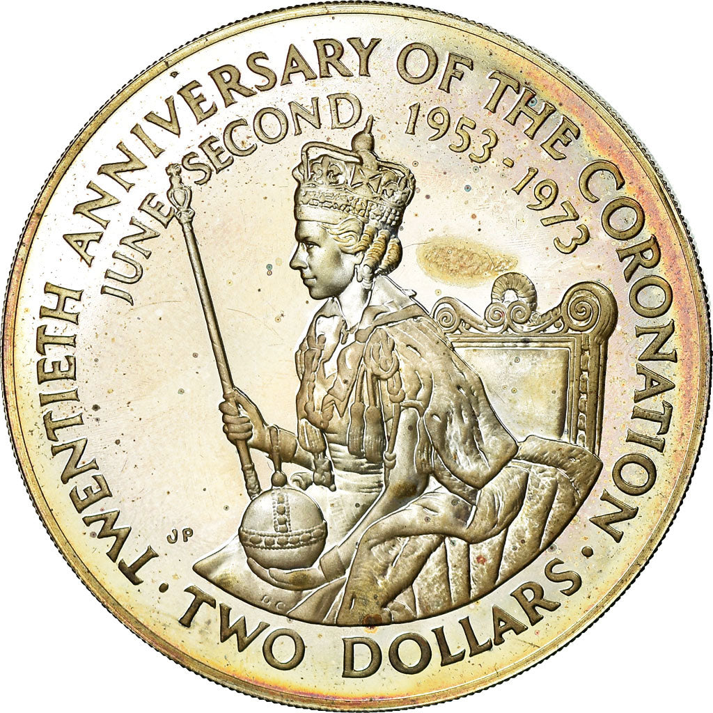 Coin, Cook Islands, Elizabeth II, 2 Dollars, 1973, MS(64), Silver, KM:8
