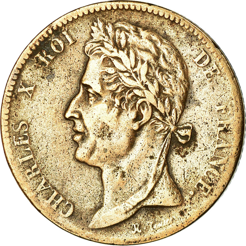 Coin, FRENCH COLONIES, Charles X, 5 Centimes, 1825, Paris, VF(30-35), Bronze
