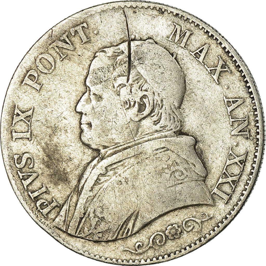 Monnaie, États italiens, PAPAL STATES, Pius IX, Lira, 1866, Roma, TB, Argent