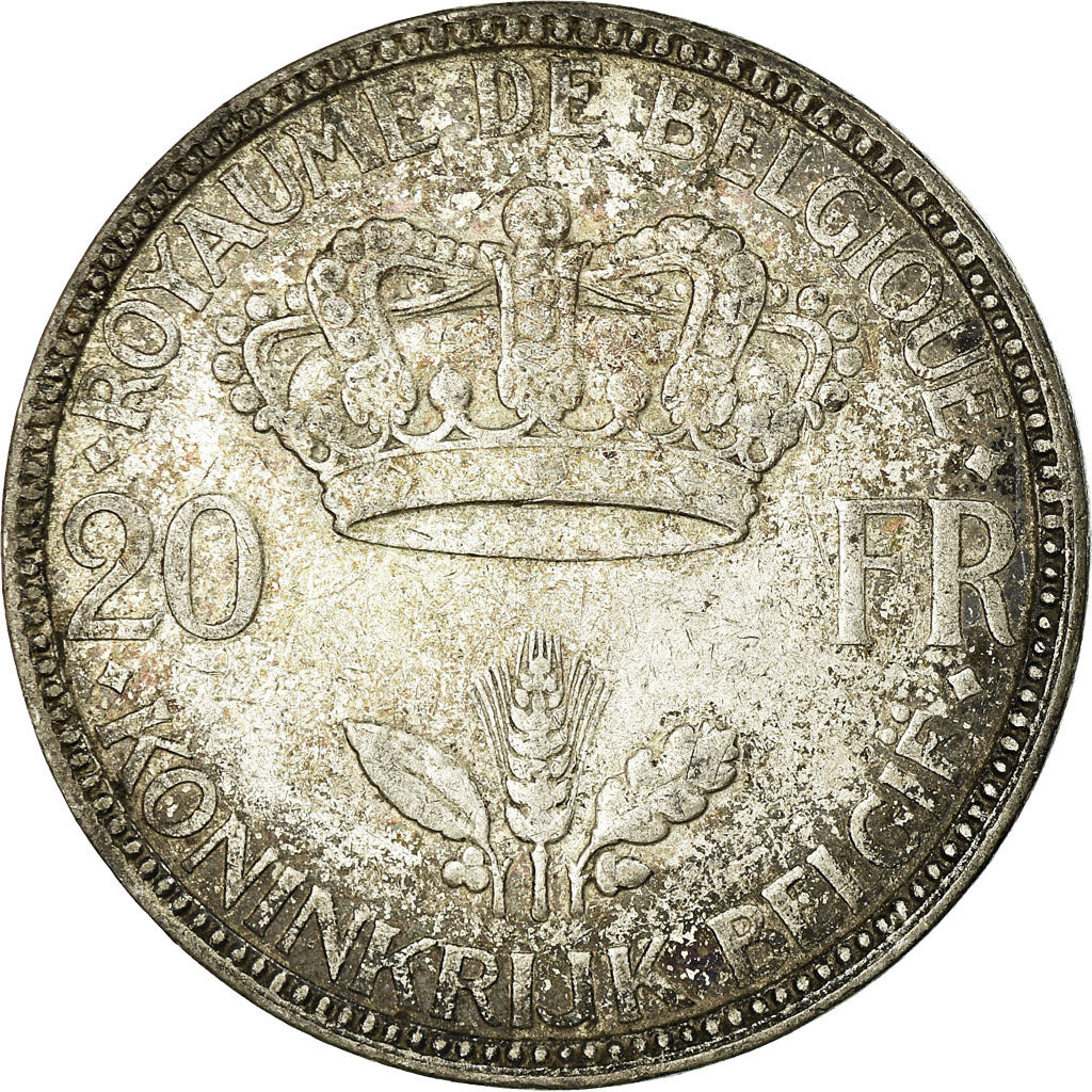 Coin, Belgium, 20 Francs, 20 Frank, 1935, VF(20-25), Silver, KM:105