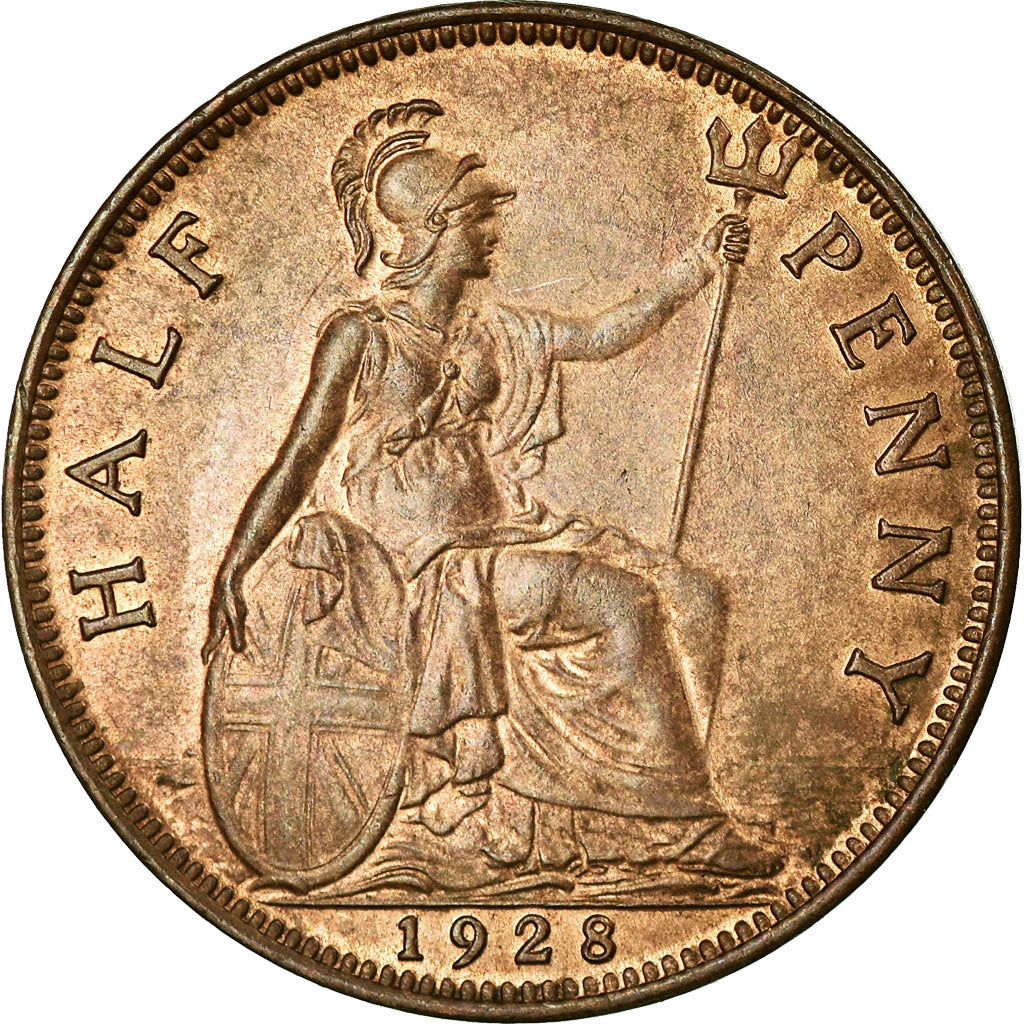 Coin, Great Britain, George V, 1/2 Penny, 1928, MS(60-62), Bronze, KM:837