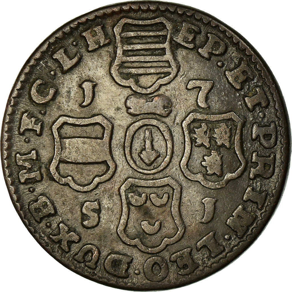 Coin, LIEGE, John Theodore, 2 Liards, 1751, Liege, VF(30-35), Copper, KM:158
