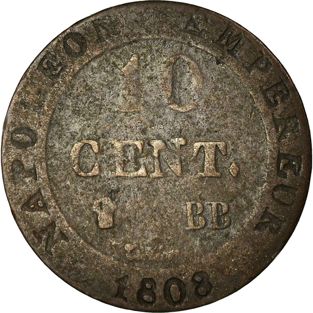 Coin, France, Napoléon I, 10 Centimes, 1808, Strasbourg, Contemporary forgery