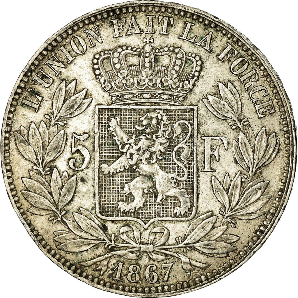 Coin, Belgium, Leopold II, 5 Francs, 5 Frank, 1867, VF(30-35), Silver, KM:24
