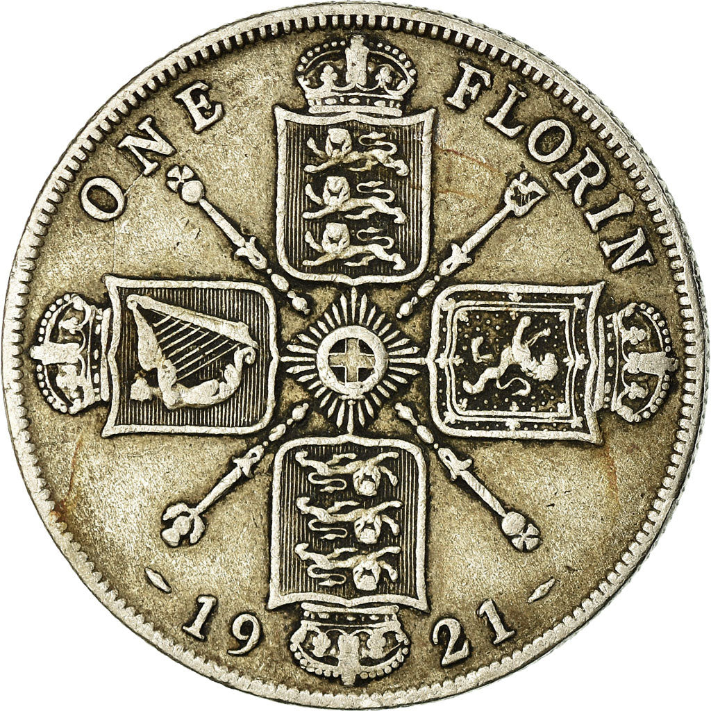 Coin, Great Britain, George V, Florin, Two Shillings, 1921, VF(30-35), Silver