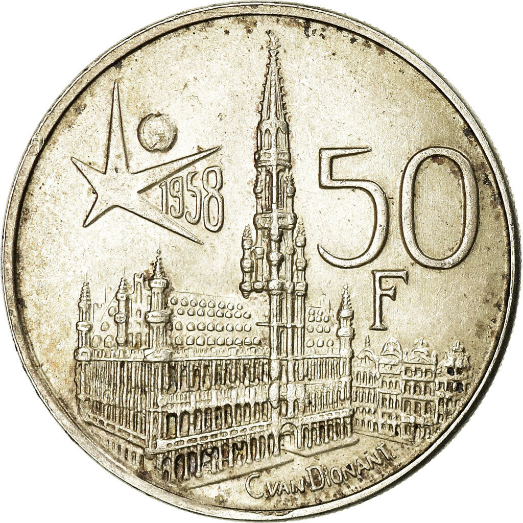 Coin, Belgium, 50 Francs, 50 Frank, 1958, AU(50-53), Silver, KM:150.1