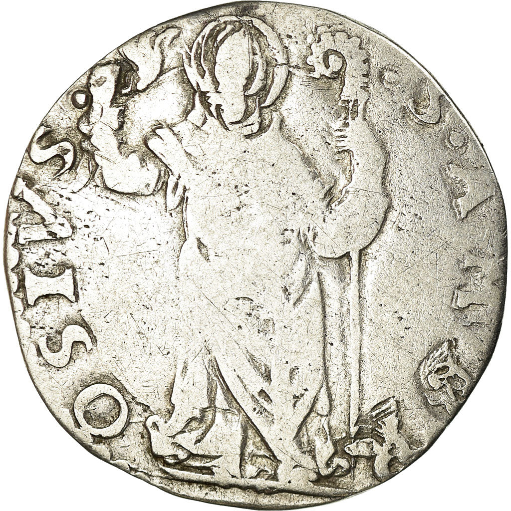 Coin, ITALIAN STATES, Charles Quint, Denaro de 8 soldi, Milan, VF(20-25), Silver