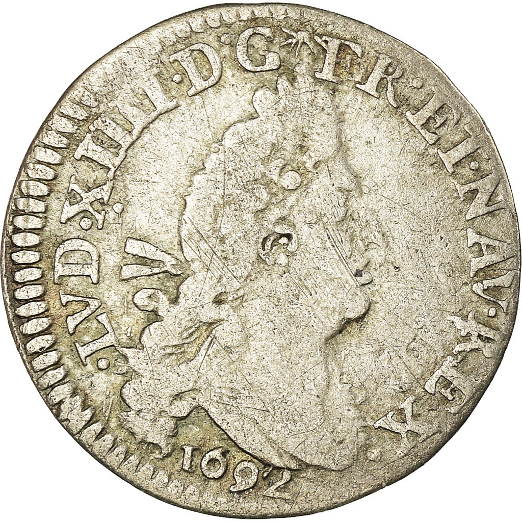 Moneta, Francja, Louis XIV, 4 Sols aux 2 L, 1692, Lille, VF(20-25), Srebro