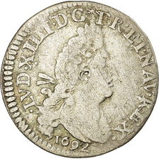 Moneta, Francja, Louis XIV, 4 Sols aux 2 L, 1692, Lille, VF(20-25), Srebro
