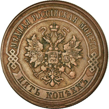 Monnaie, Russie, Nicholas II, 5 Kopeks, 1878, Saint-Petersburg, TTB, Cuivre