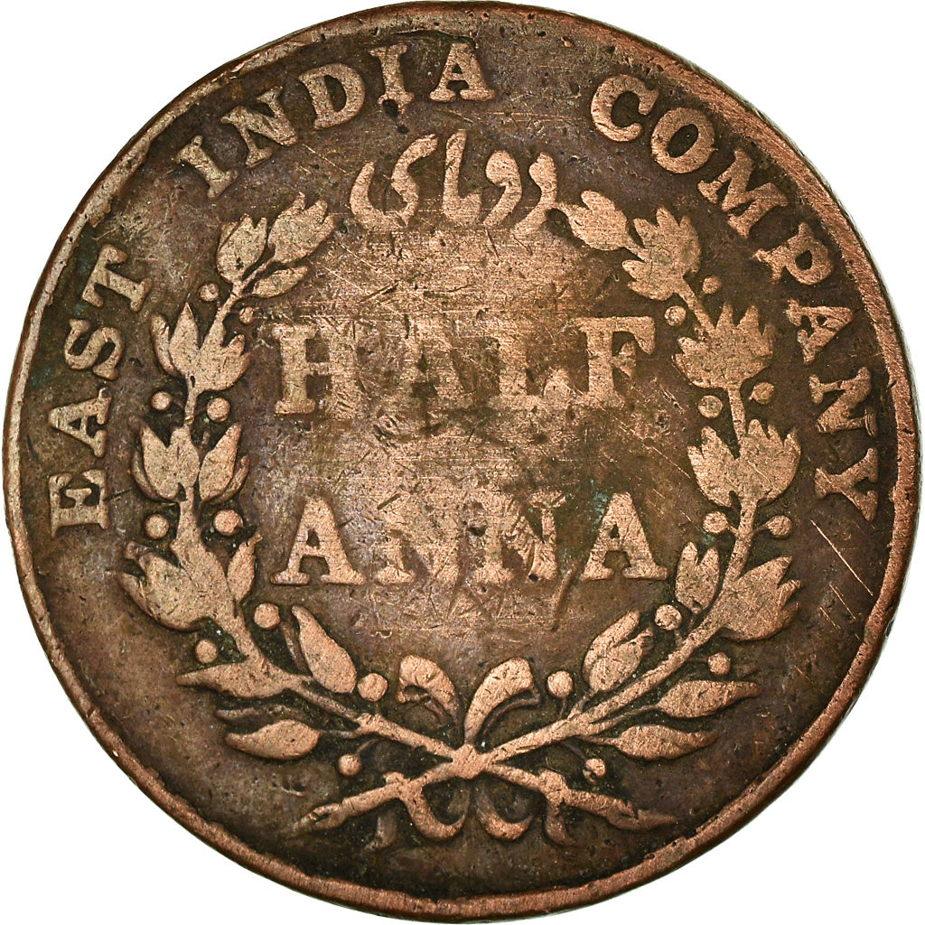 Coin, INDIA-BRITISH, 1/2 Anna, 1835, VF(20-25), Copper, KM:447.1