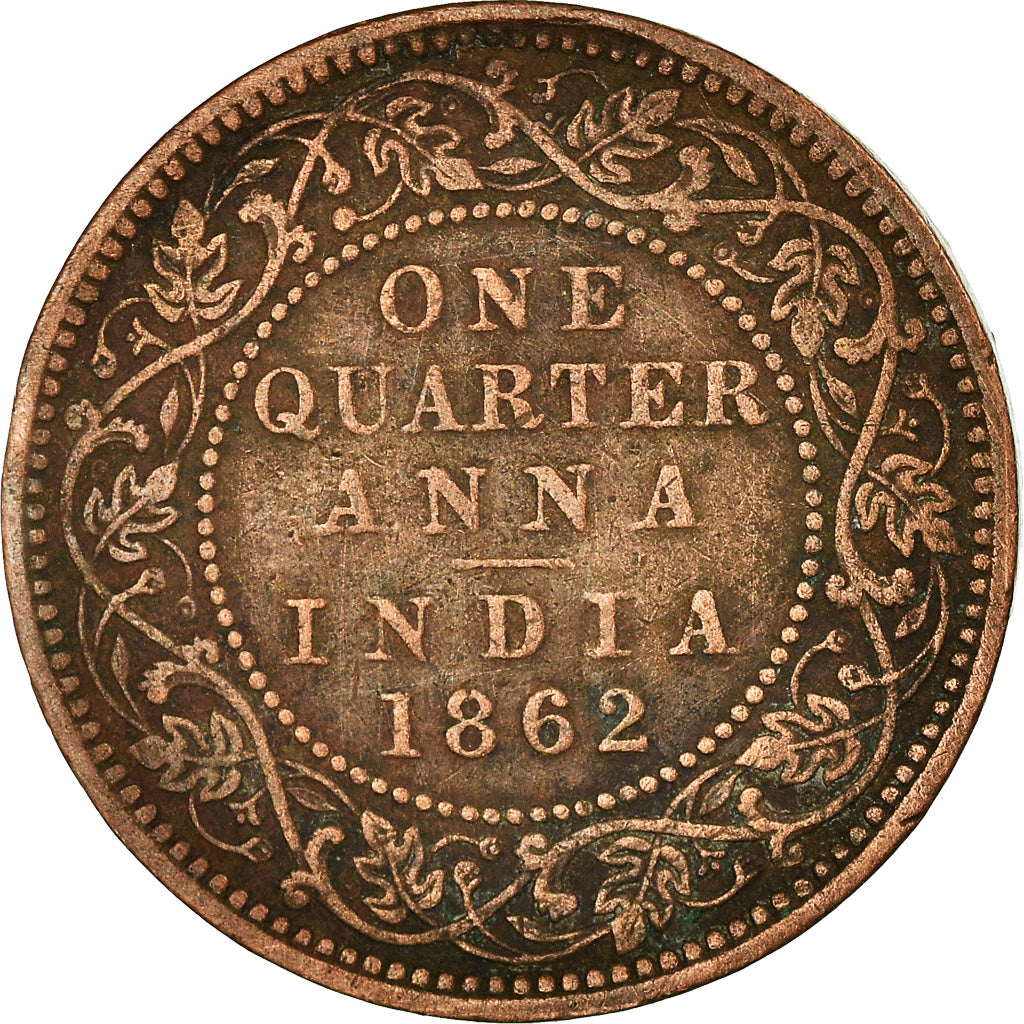 Coin, INDIA-BRITISH, Victoria, 1/4 Anna, 1862, EF(40-45), Copper, KM:467
