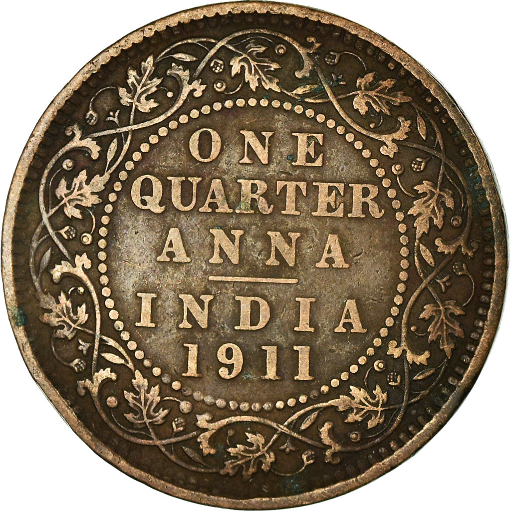 Moneta, INDIA - BRITANNICA, George V, 1/4 Anna, 1911, Calcutta, MB, Bronzo
