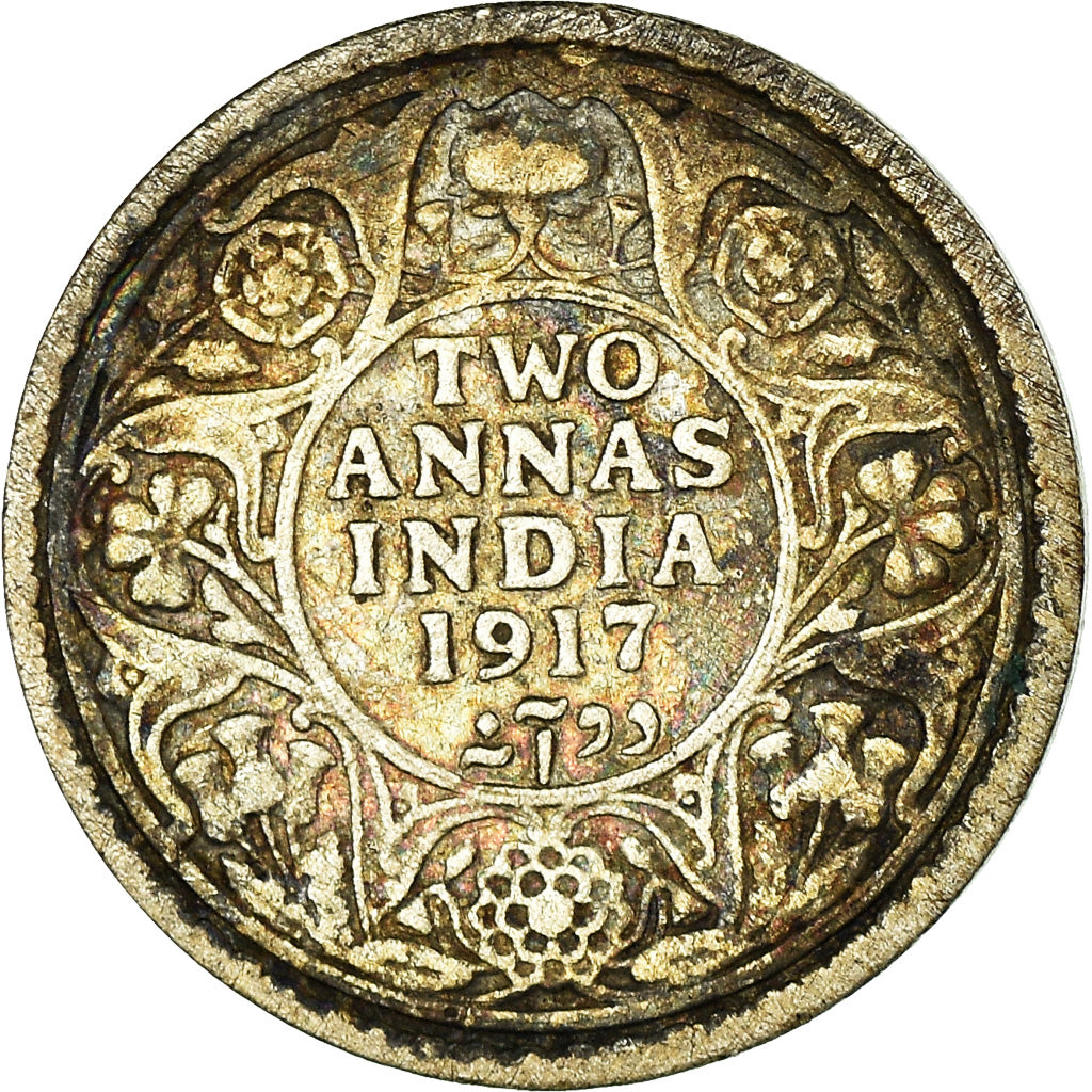 Coin, INDIA-BRITISH, George V, 2 Annas, 1917, VF(30-35), Silver, KM:515