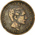 SPAIN, 10 Centimos, 1878, KM #675, VF(30-35), Bronze, 10.10