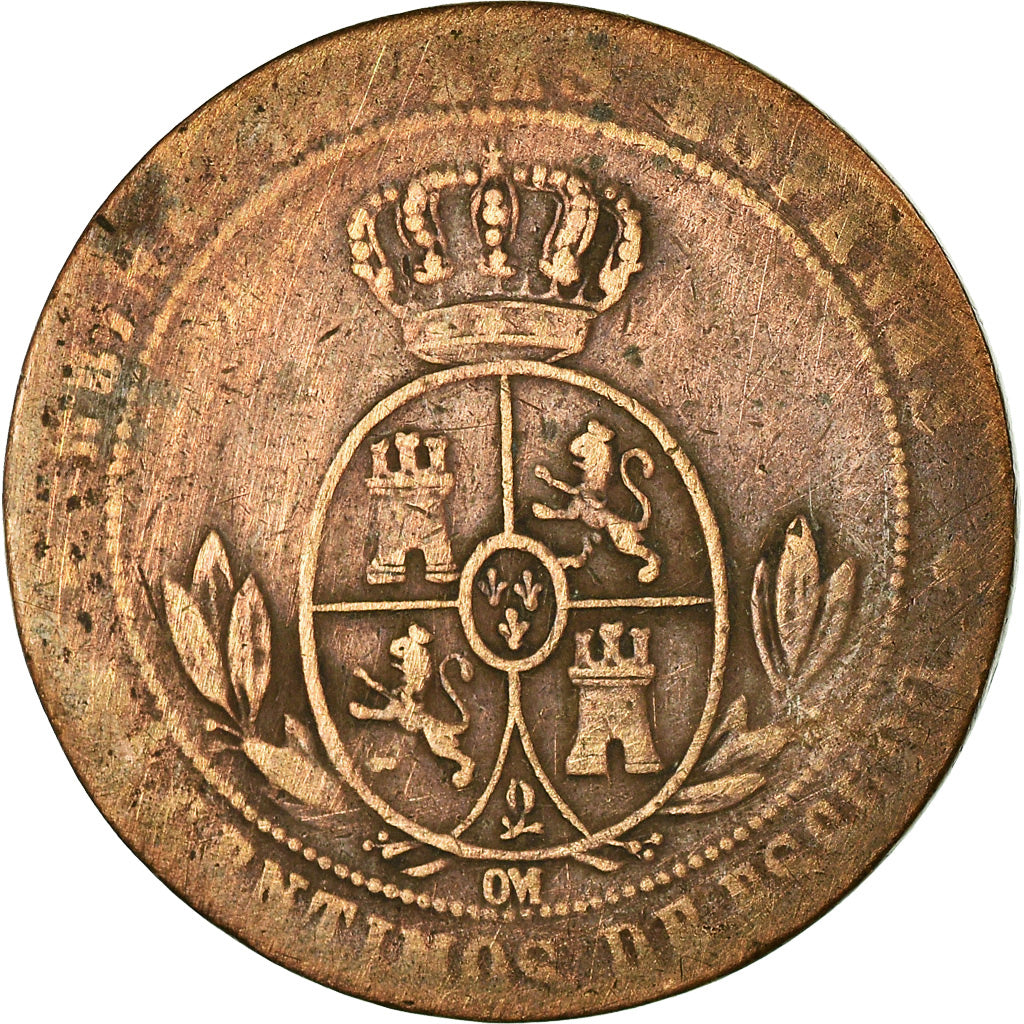 Coin, Spain, Isabel II, 5 Centimos, 1867, Madrid, VF(20-25), Copper, KM:635.1