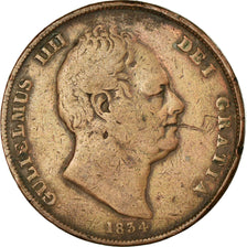 Coin, Great Britain, William IV, Penny, 1834, VF(20-25), Copper, KM:707
