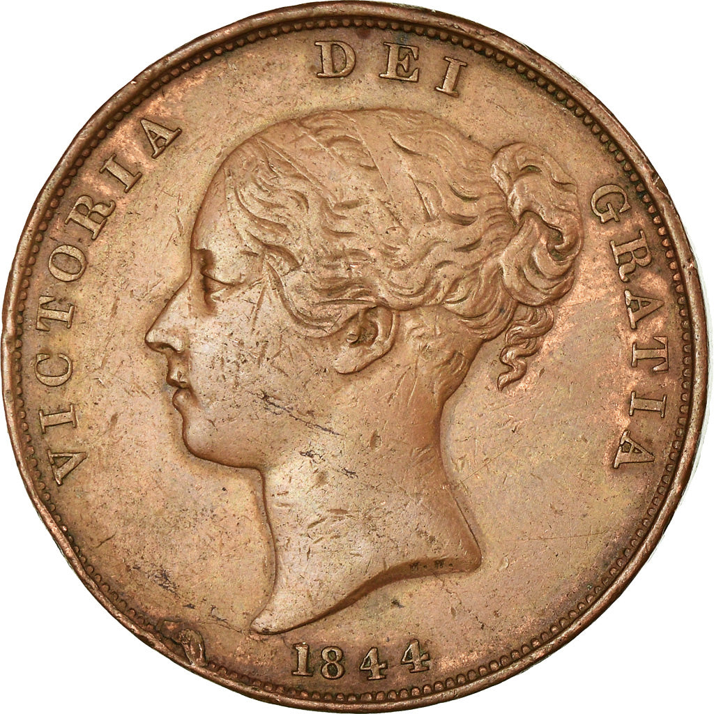 Coin, Great Britain, Victoria, Penny, 1844, VF(30-35), Copper, KM:739