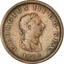 Moneta, Gran Bretagna, George III, 1/2 Penny, 1807, MB, Rame, KM:662
