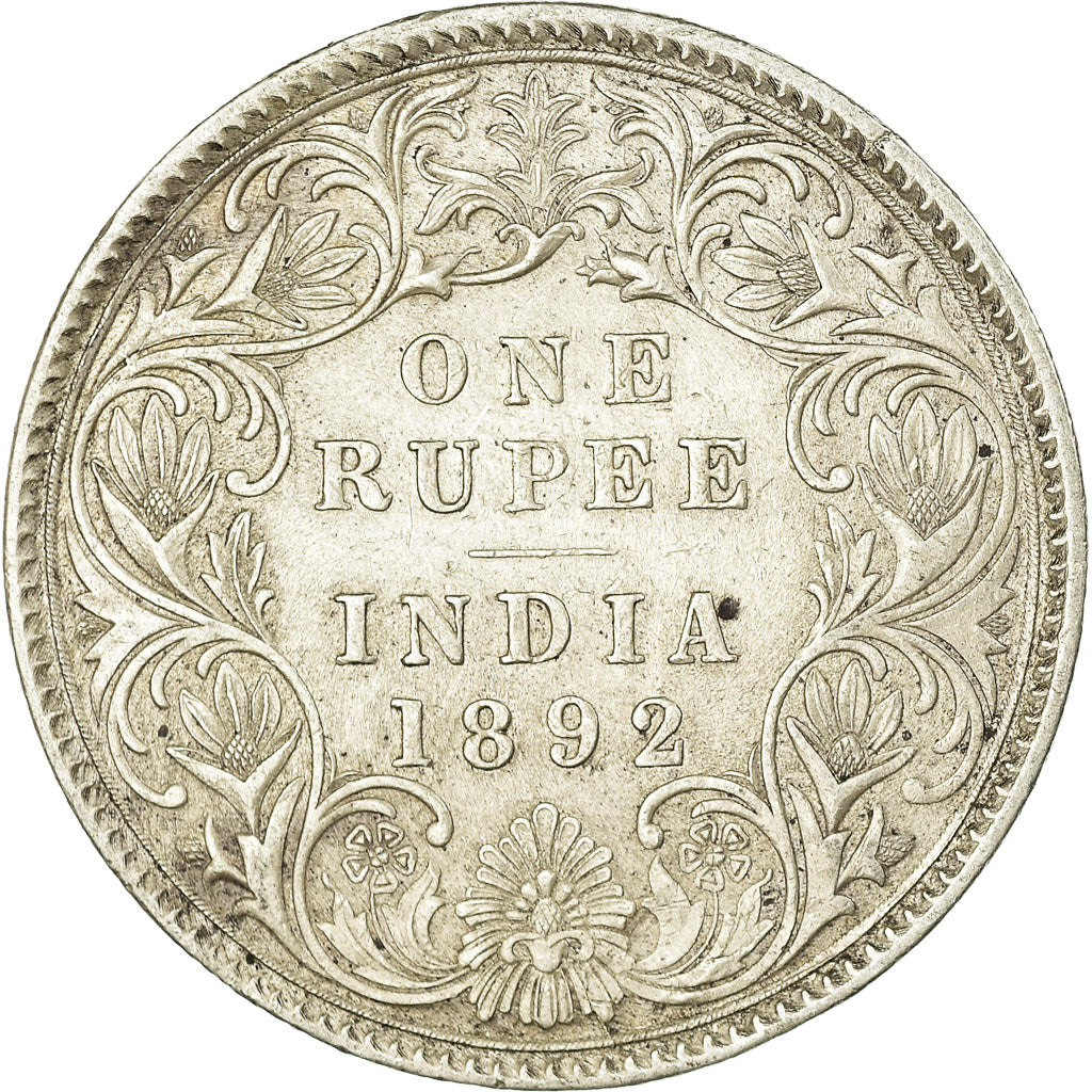 Coin, INDIA-BRITISH, Victoria, Rupee, 1892, Calcutta, AU(50-53), Silver, KM:492
