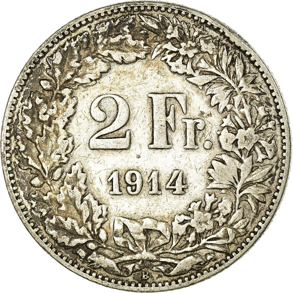 Coin, Switzerland, 2 Francs, 1914, Bern, EF(40-45), Silver, KM:21