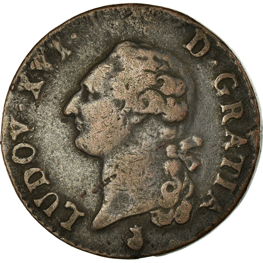 Monnaie, France, Louis XVI, Sol ou sou, Sol, 1785, Metz, TB+, Cuivre