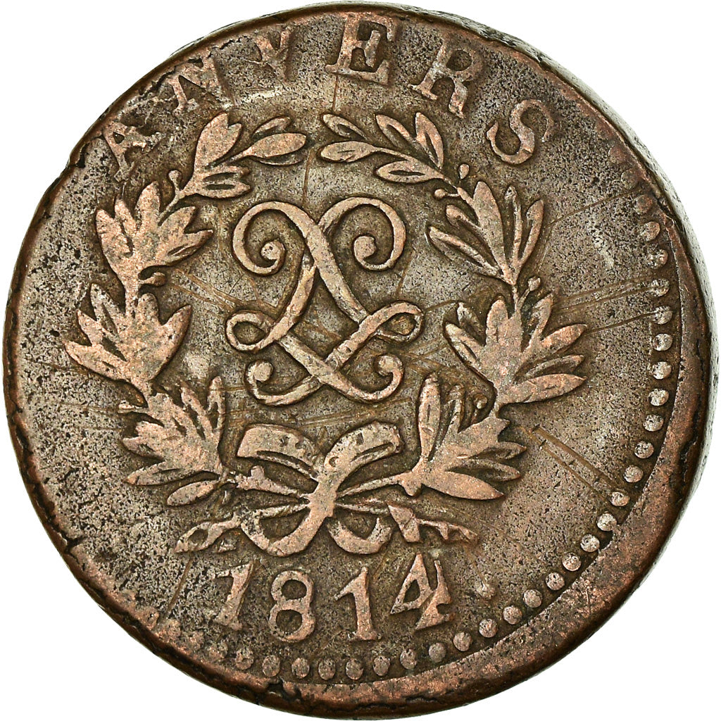 Coin, FRENCH STATES, ANTWERP, 5 Centimes, 1814, Anvers, VF(20-25), Bronze
