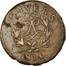 Coin, FRENCH STATES, ANTWERP, 10 Centimes, 1814, Anvers, F(12-15), Bronze