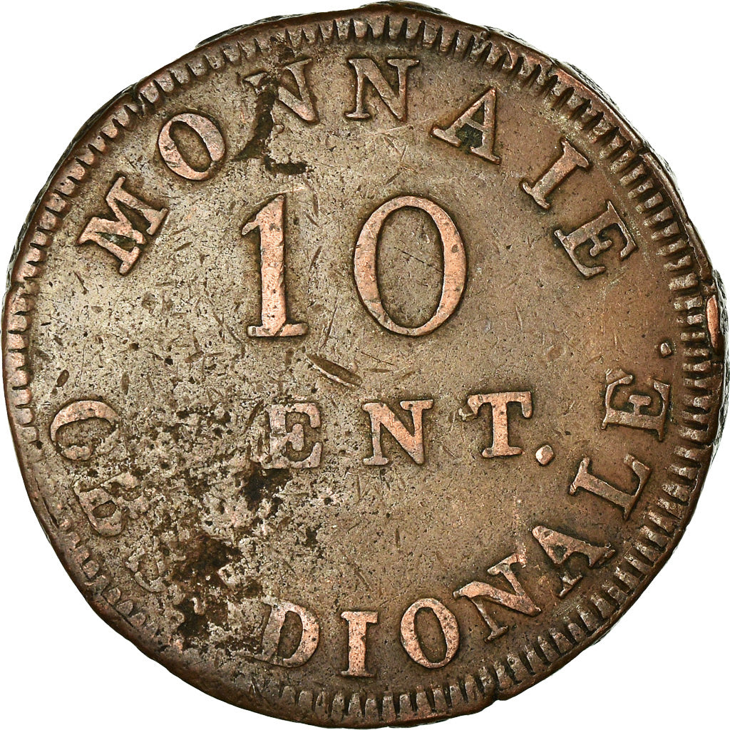 Coin, FRENCH STATES, ANTWERP, 10 Centimes, 1814, Anvers, F(12-15), Bronze